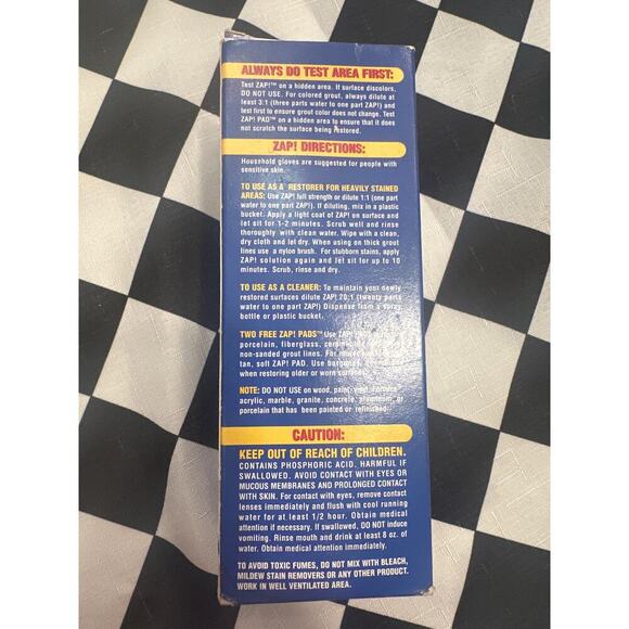 ZAP! 16 oz Professional Restorer for Porcelain Fiberglass Tile Grout NEW IN BOX - Picture 3 of 6